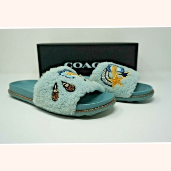 Coach Women’s Seafoam Blue Sport Slide Sandals - Picture 1 of 10
